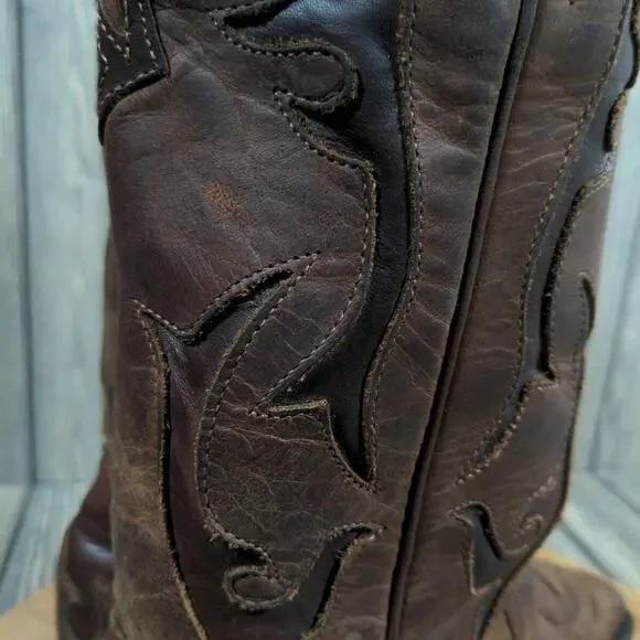 Boulet Leather Western Boots‎ Women Cowgirlcore Chic Overlay Cutout Sz 7 Canada - Picture 5 of 13